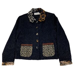 Vtg Taylor G Animal Print Black Jacket Sz XL Eclectic Artsy Dallas Tx Old Money